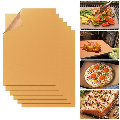 Set of 6 Copper Grill Mats for Outdoor Grill