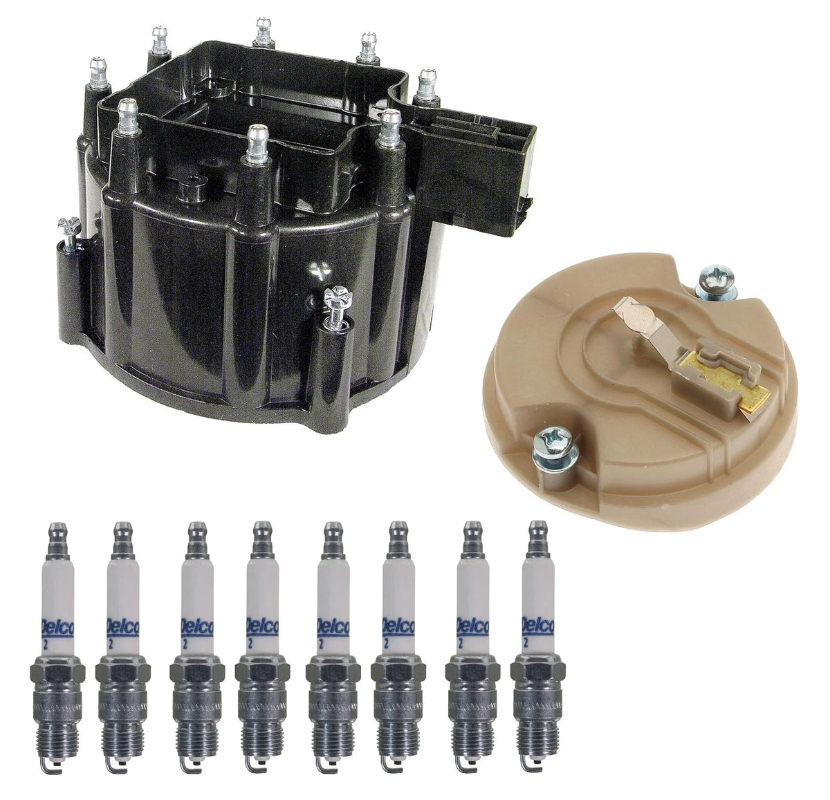 Distributor Rotor Cap & Rapidfire Spark Plugs Kit for GMC C25 C35 K25 (1973–1986)
