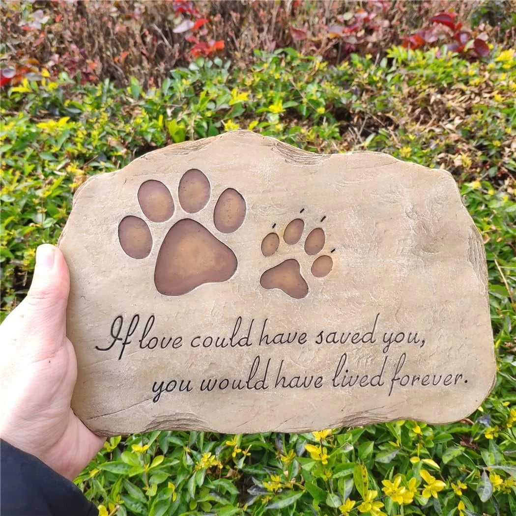 Pet Memorial Stone Grave Marker for Dog or Cat (11x7.5 inches)
