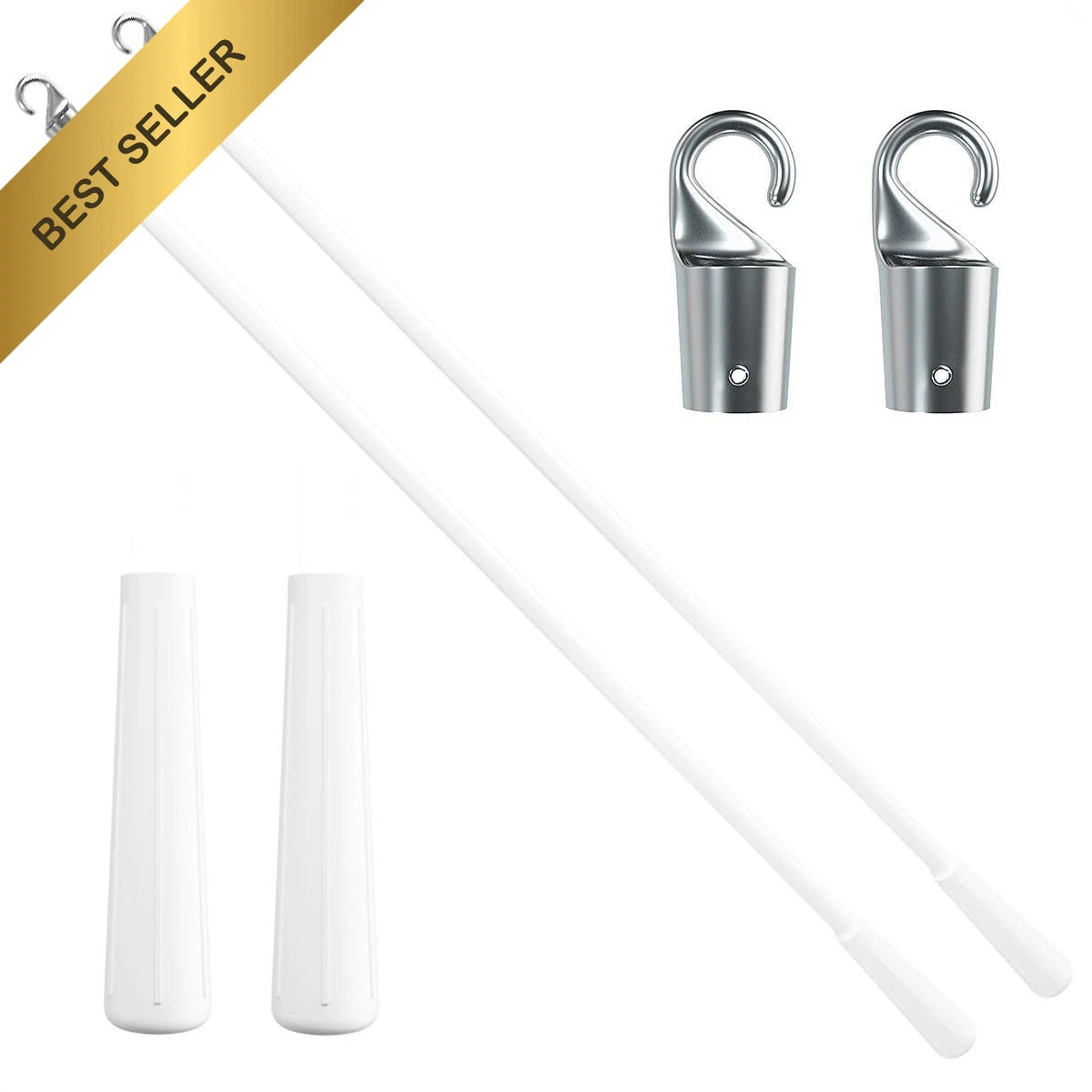 2X White Fiberglass Blind Wand 17" Vertical Window Tilt Handle Rod Grip