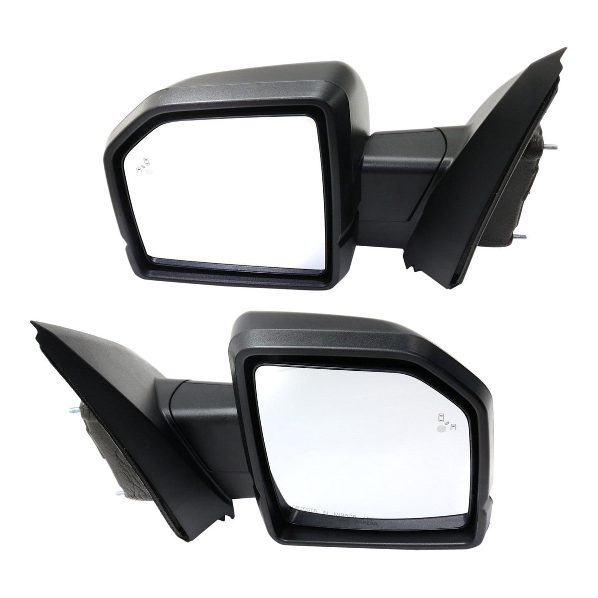 Set of 2 Heated Power Folding Mirrors for Ford F-150 (2015–2018) Black