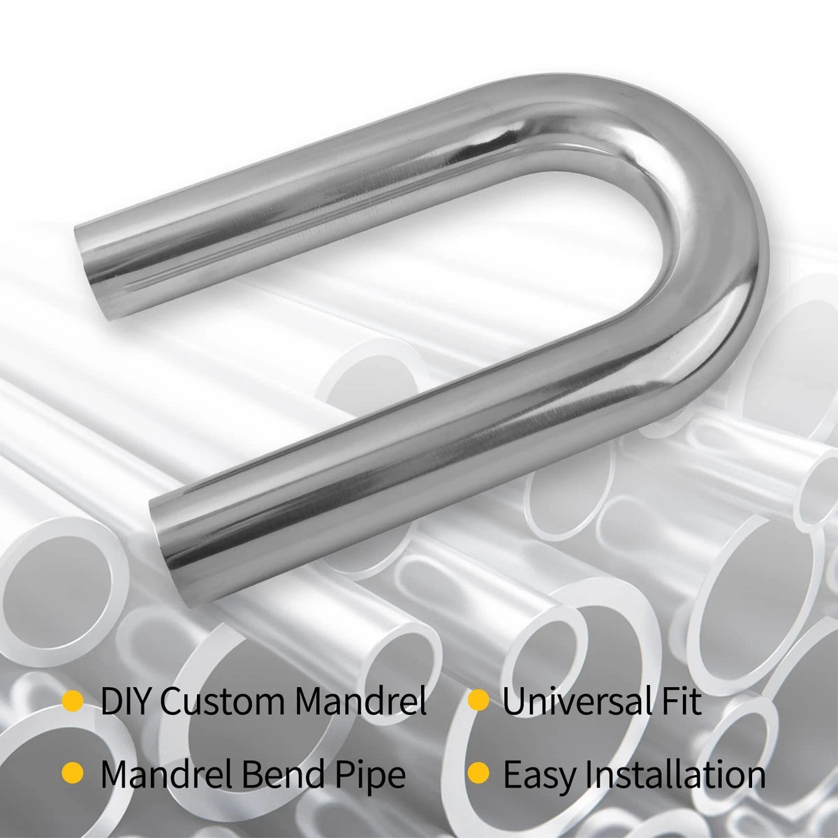 2X 2.5 Inch Mandrel Bend Exhaust Pipe for Universal Fit (T304 Stainless Steel)
