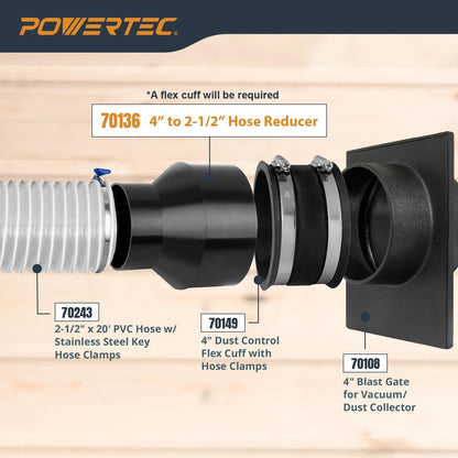 4" to 2-1/2" Cone Reducer for POWERTEC 70136