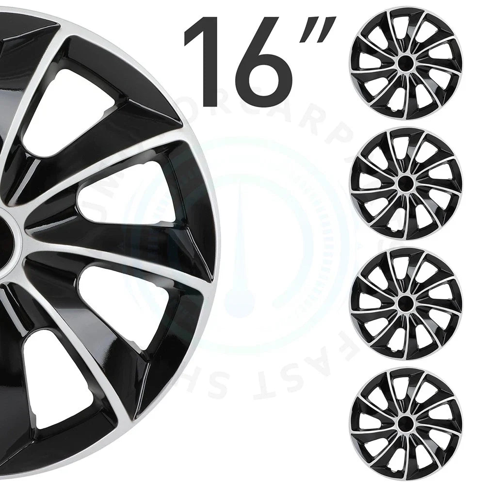 Set of 4 Black Universal Hub Caps for R16 Tire & Steel Rim