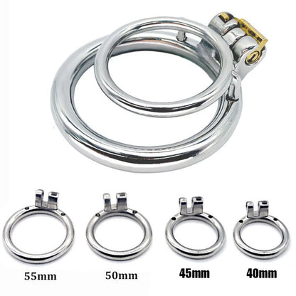 Stainless Steel Male Chastity Device with Double Rings - Small Size
