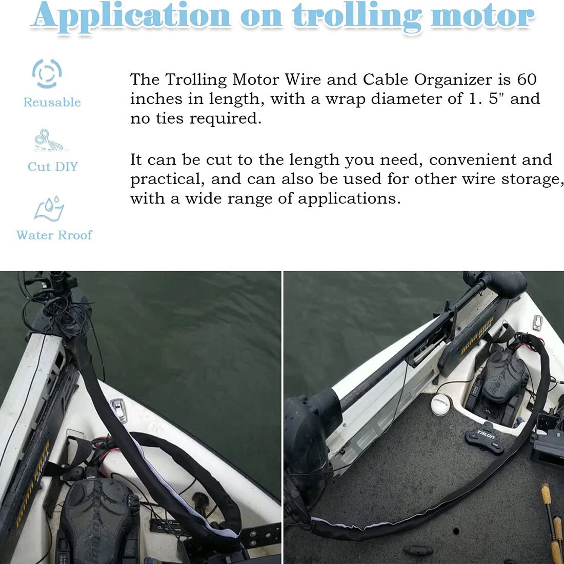 Trolling Motor Cable Organizer Sleeve for (60 inches)