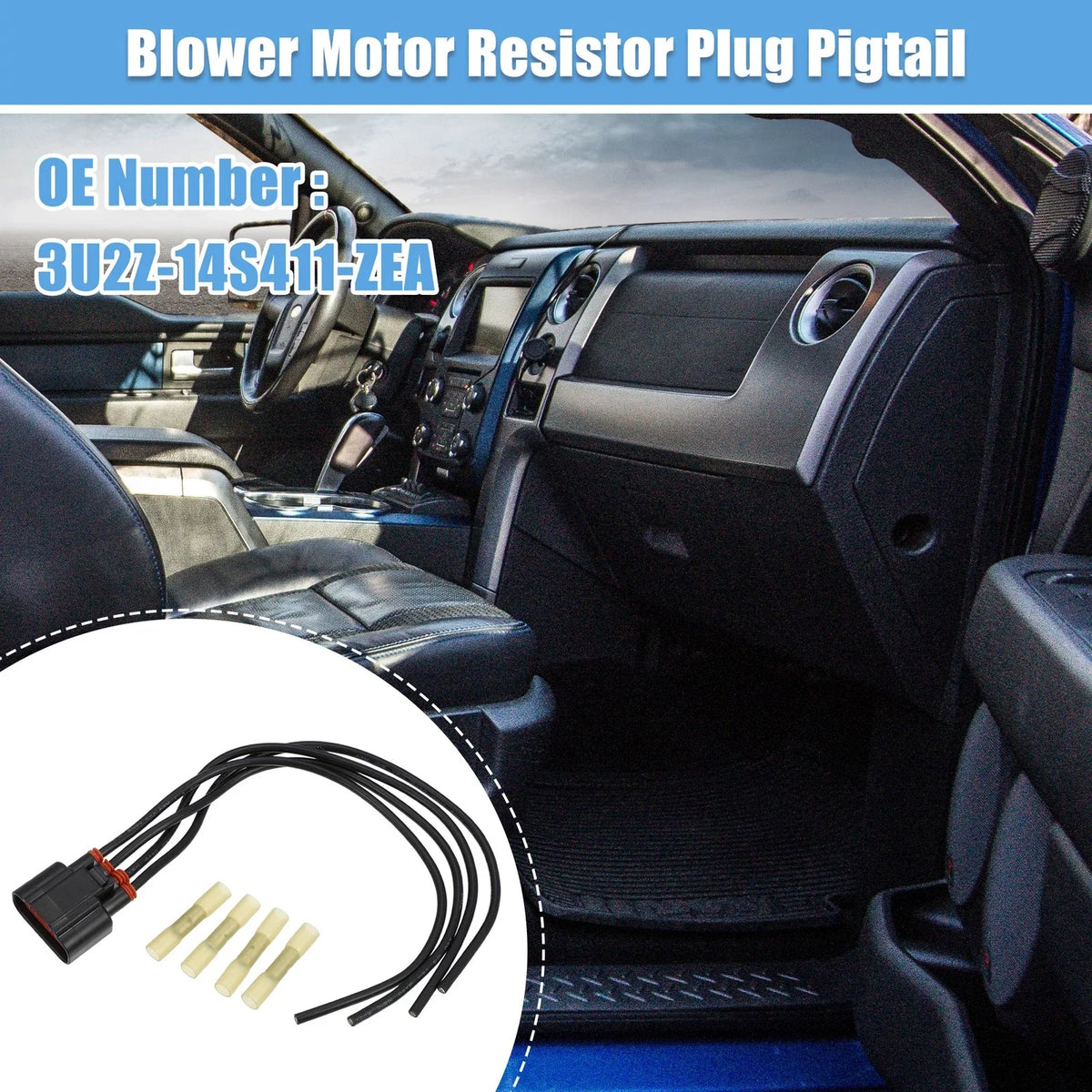 Motor Resistor Repair Connector Plug Harness for Ford (2003–2007) 3U2Z14S411ZEA