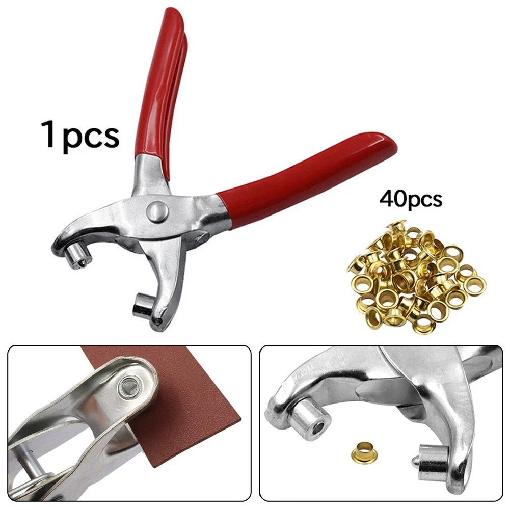 Eyelet Grommet Pliers Set for Fabric Canvas Repair (1/4in Steel)