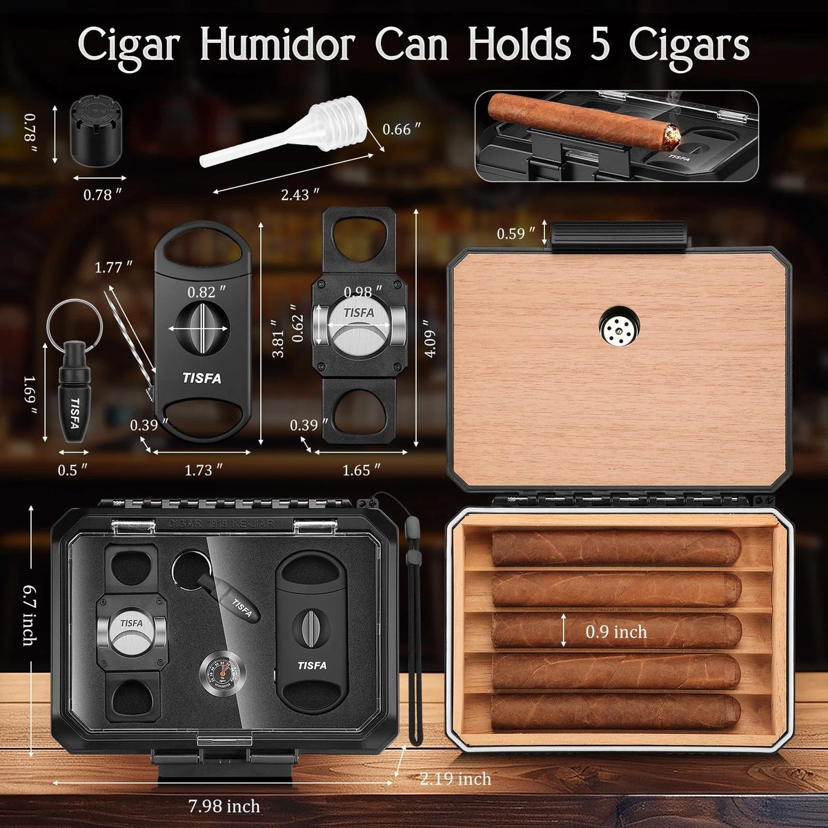 Set of 2 Travel Cigar Humidors with Cutters and Hole Punch