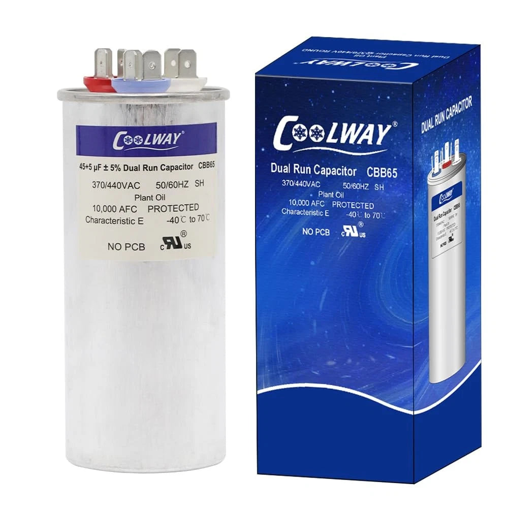 Dual Run Start Capacitor 45/5 uF 370V or 440V for AC Units