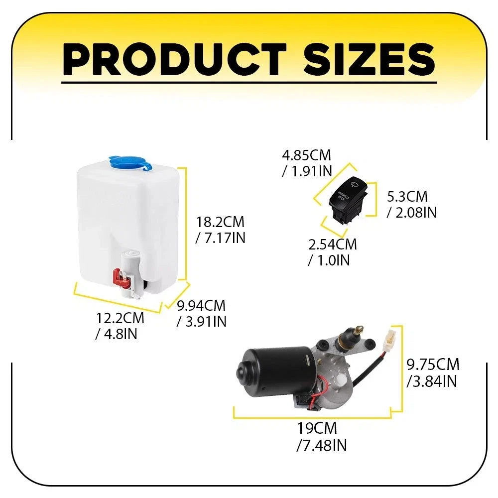 12V Electric Windshield Wiper Motor Kit for Polaris RZR 570/800/900/1000 (2008–2023)