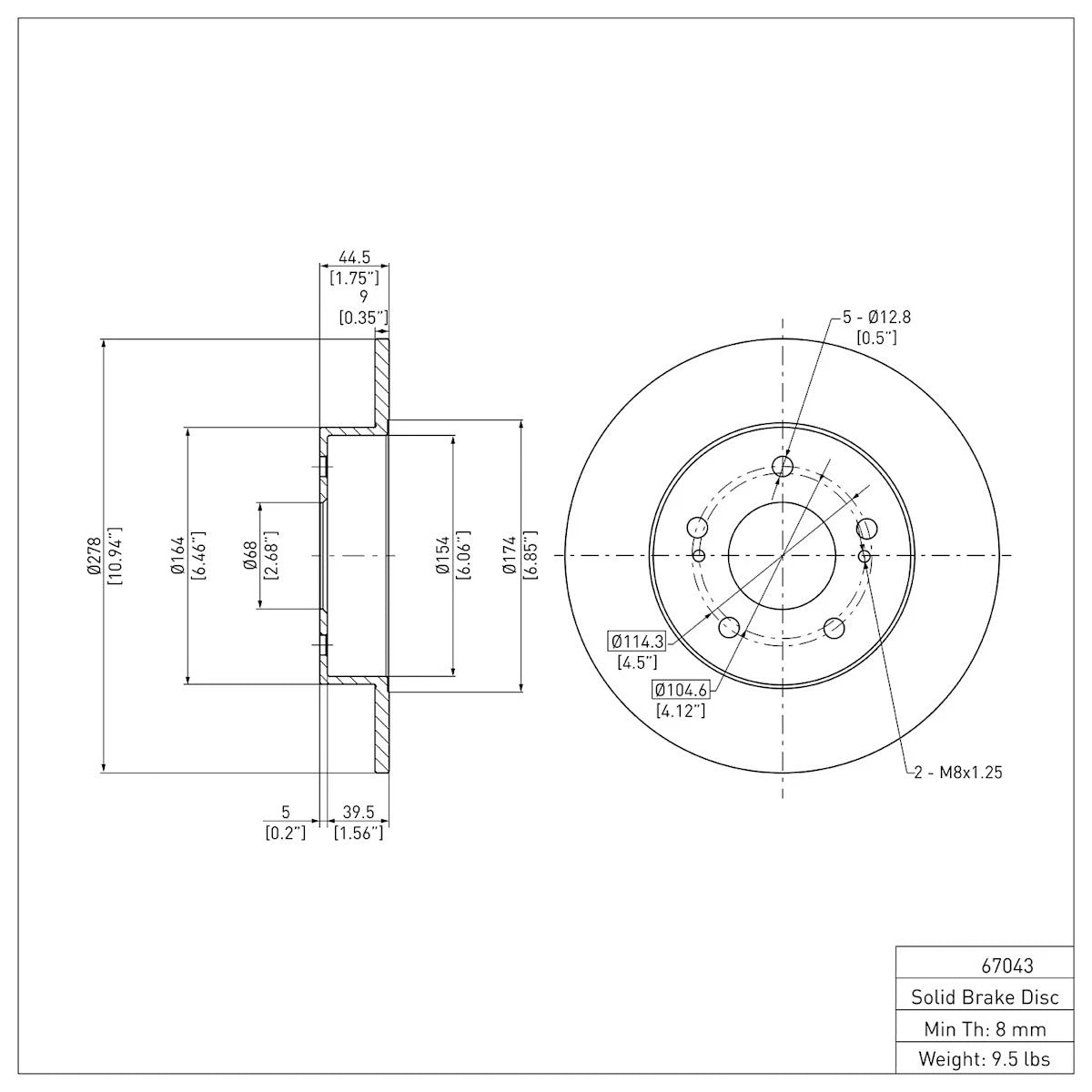 Brake Disc Set of 2 for (2003–2004) ERE-67043, 432062Y502, 432062Y503