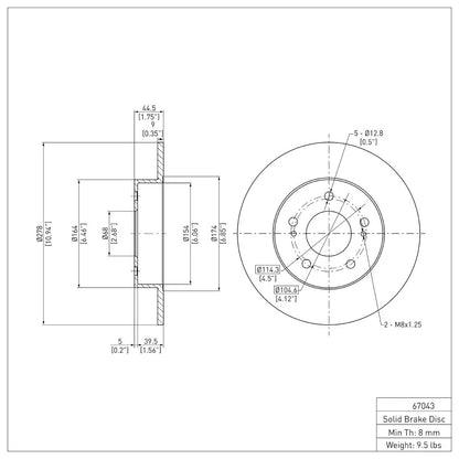 Brake Disc Set of 2 for (2003–2004) ERE-67043, 432062Y502, 432062Y503