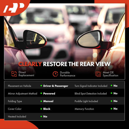 2X Power Adjust Mirrors for Hyundai Tucson (2019–2021) - 87620D3990PTM, 87610D3990PTM, HY1321288, HY1320288