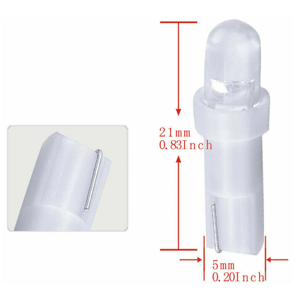 50PCS T5 LED White Instrument Panel Cluster Gauge Bulbs for Universal