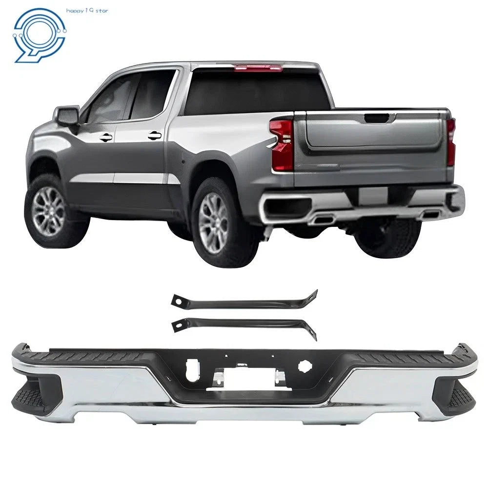 Chrome Rear Step Bumper for Chevy Silverado 1500 GMC Sierra (2019–2023)