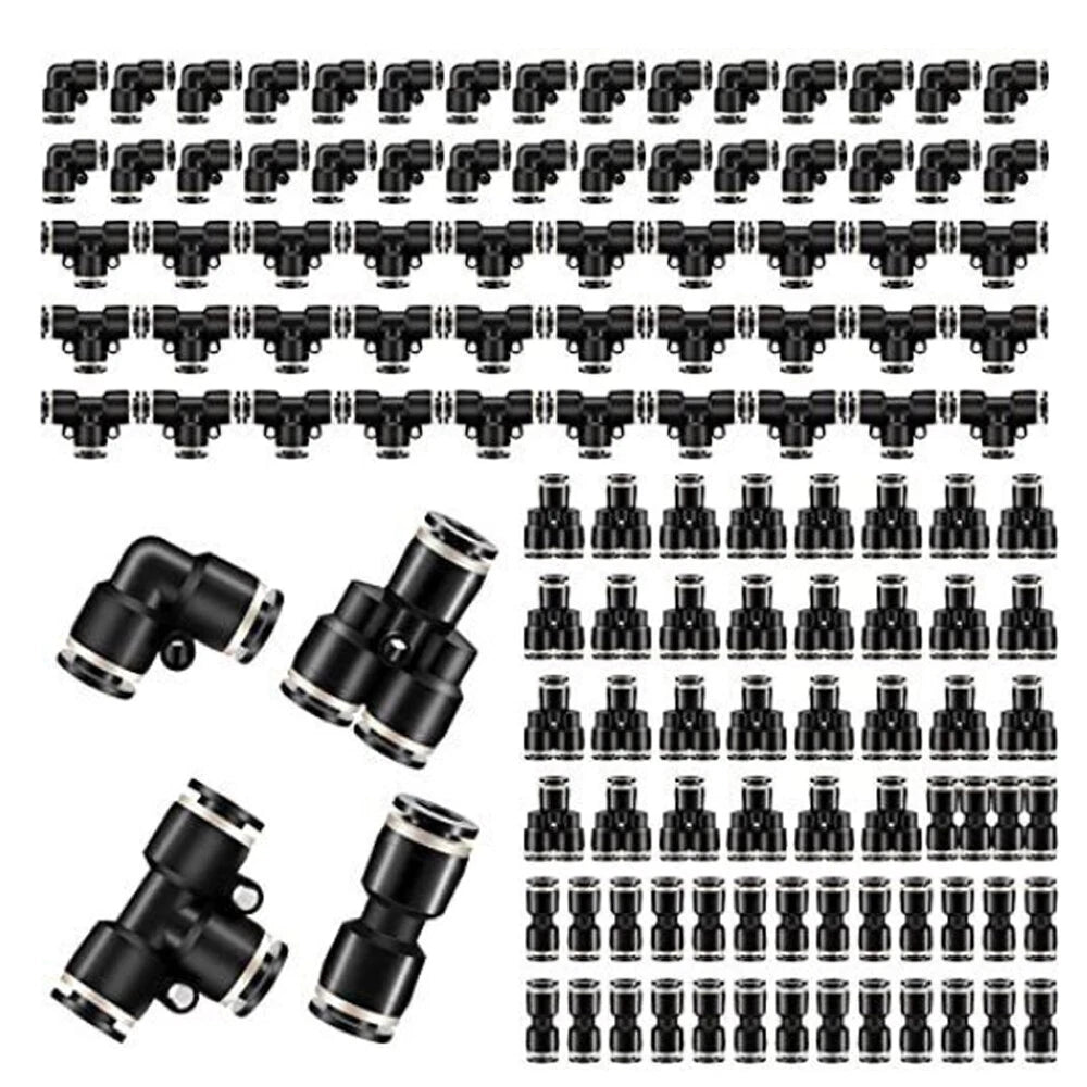 60-Piece Push to Connect Fittings for Air Line Pneumatic 1/4 Inch OD