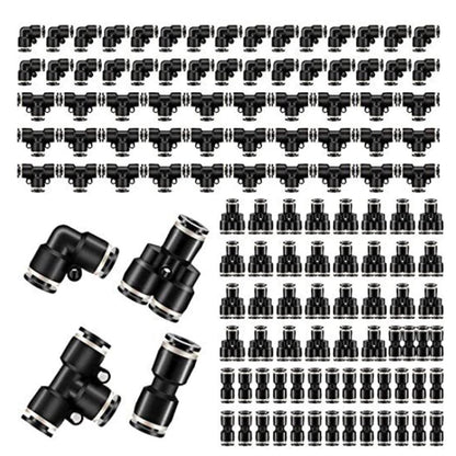 60-Piece Push to Connect Fittings for Air Line Pneumatic 1/4 Inch OD