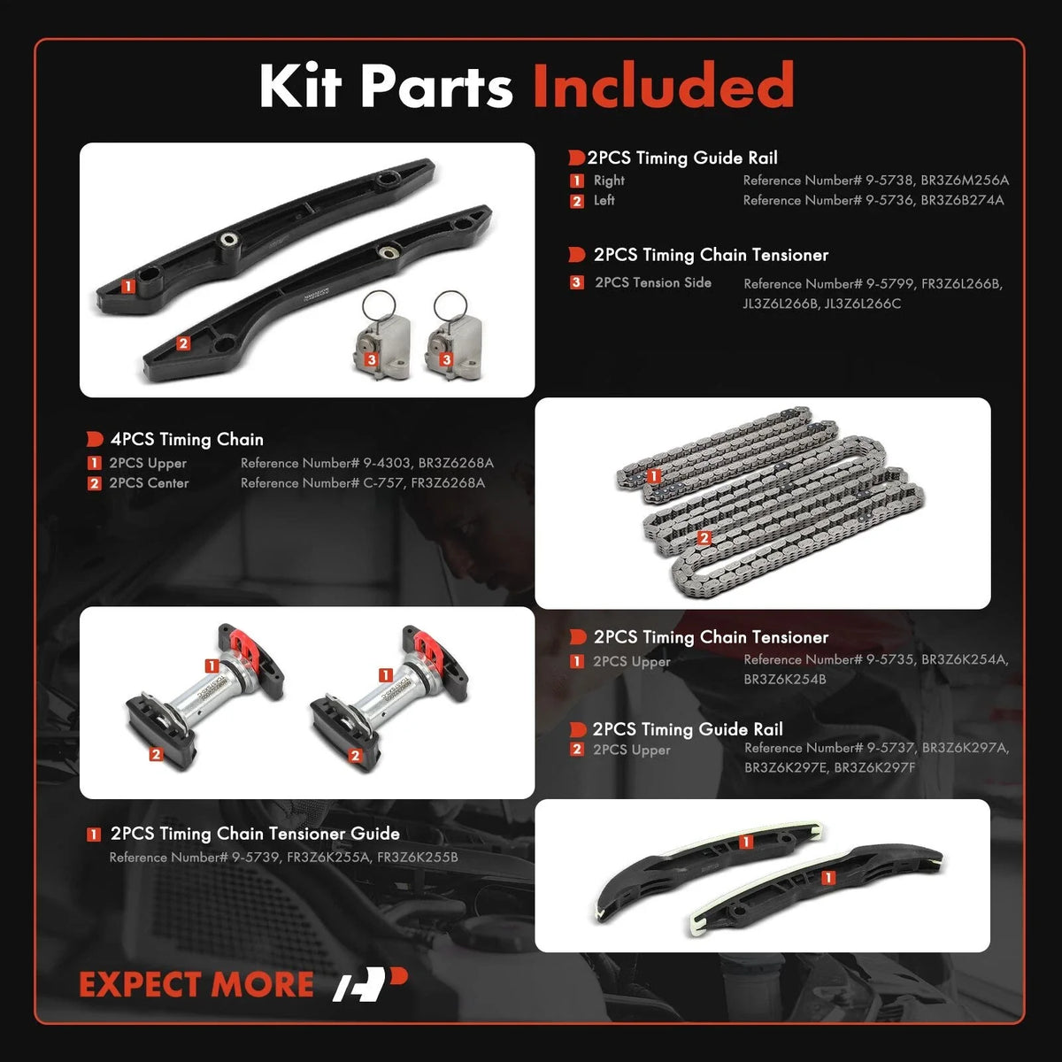 12X Timing Chain Kit for Ford Mustang F-150 (2015–2017) V8 5.0L