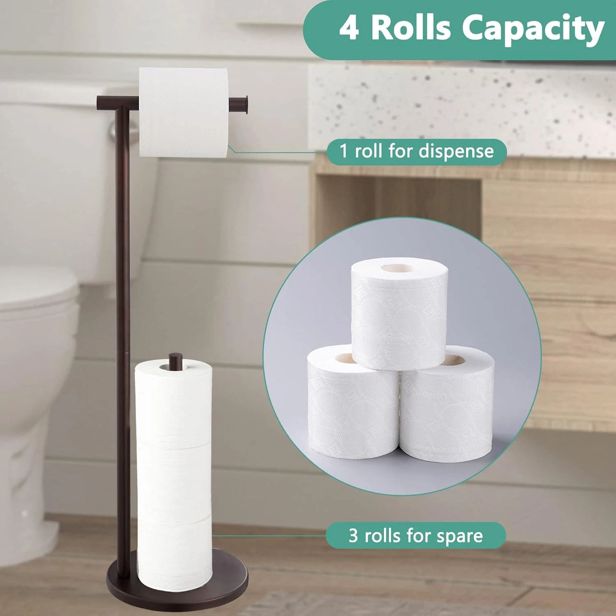 Free Standing Toilet Paper Holder Stand for Bathroom (No Specific Years)