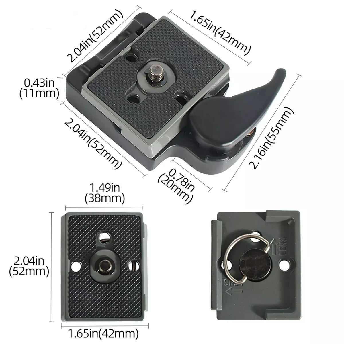 2Pcs Quick Release Plate Clamp Adapter for Manfrotto 200PL-14