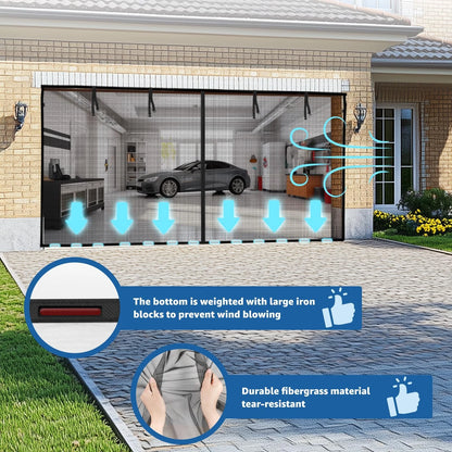 Retractable Garage Door Screen for 1 Car (8x7FT) - Black