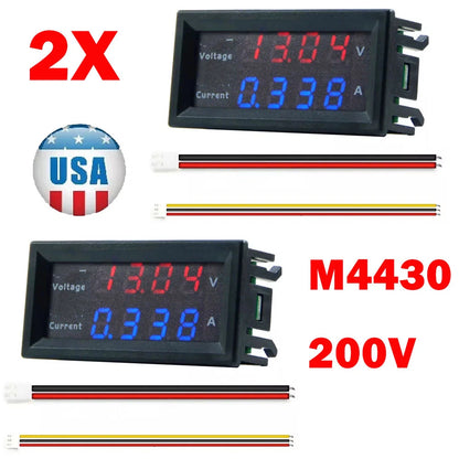 2X M4430 DC 200V Digital Voltmeters LED Display Panel Meter