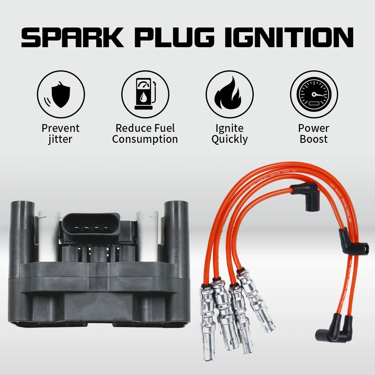 Ignition Coil + Red Wire for Volkswagen Beetle Golf L4 1.2/1.6/2.0L (UF277)
