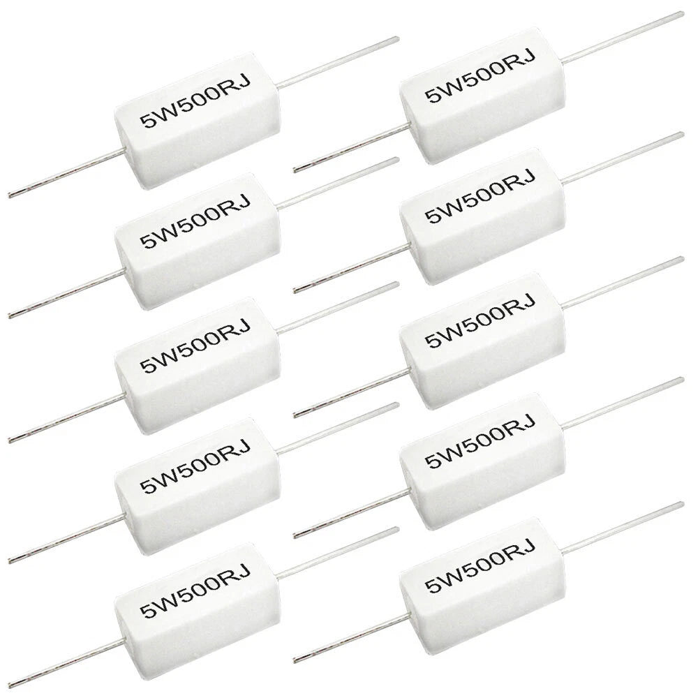 10X 500 Ohm 5W Axial Ceramic Power Resistor