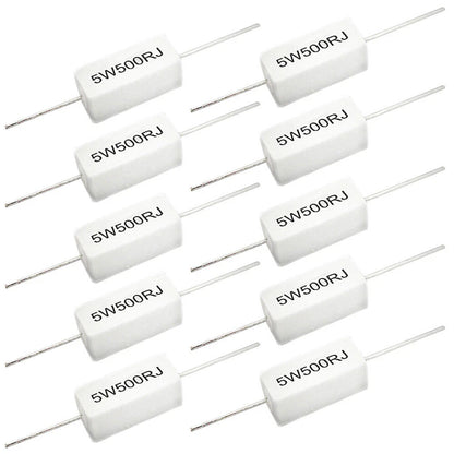 10X 500 Ohm 5W Axial Ceramic Power Resistor