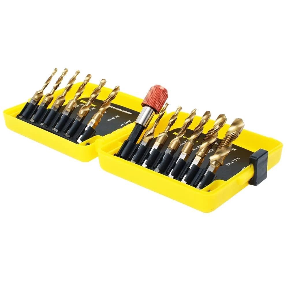 Titanium Combination Drill Tap Bit Set for Automotive Use (1.3 x 4.5 x 3.9)