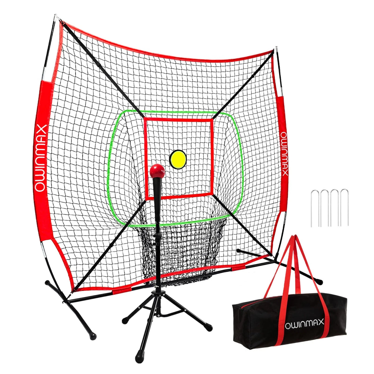 6x6ft Baseball Softball Training Net with Batting Pitching Tee Target