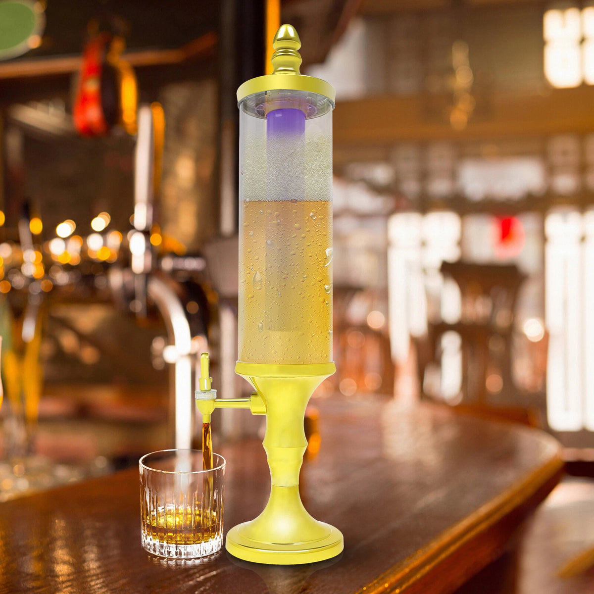 3L Gold Beer Tower Dispenser for Beverage Serving