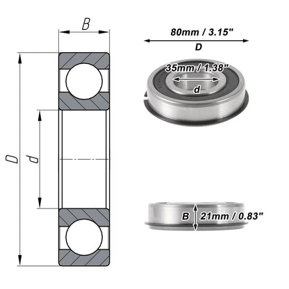 Deep Groove Ball Bearing 6307NR2RS for Scooter Skateboard Wheel (35x80x21mm)
