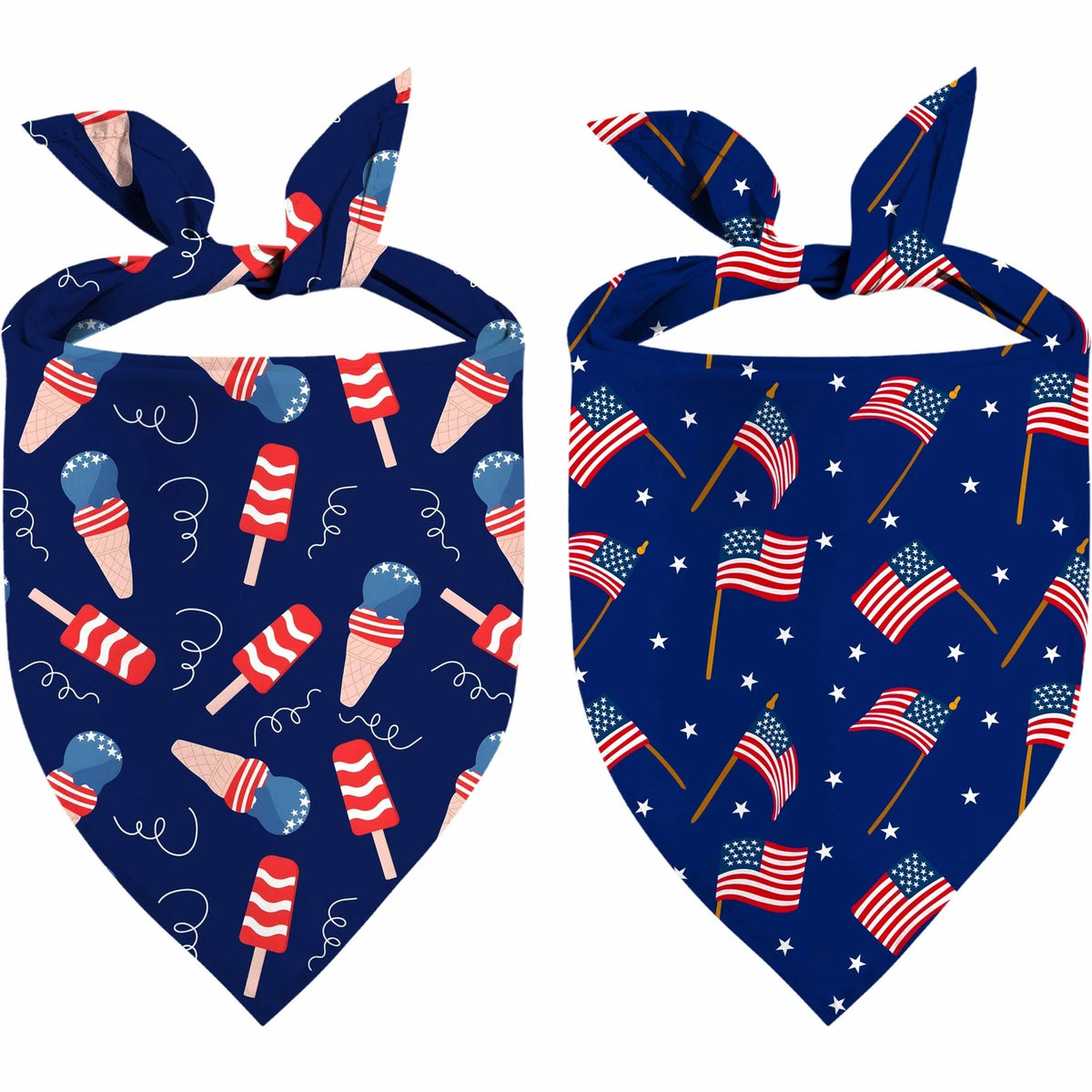 2 Pack Patriotic Dog Bandanas for 4th of July