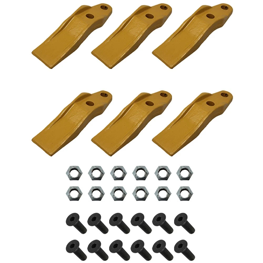 Set of 6 Bucket Uni-Teeth with Hardware for Universal Applications