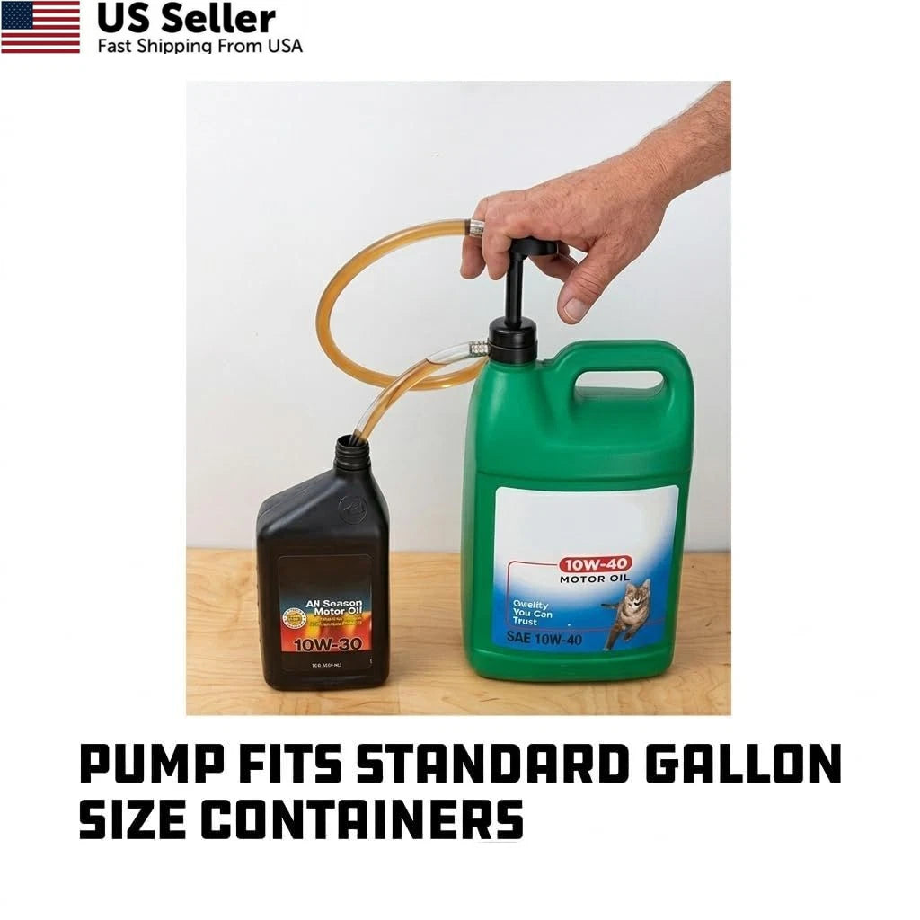Fluid Oil Pump for Quart, Half Gallon (Black)