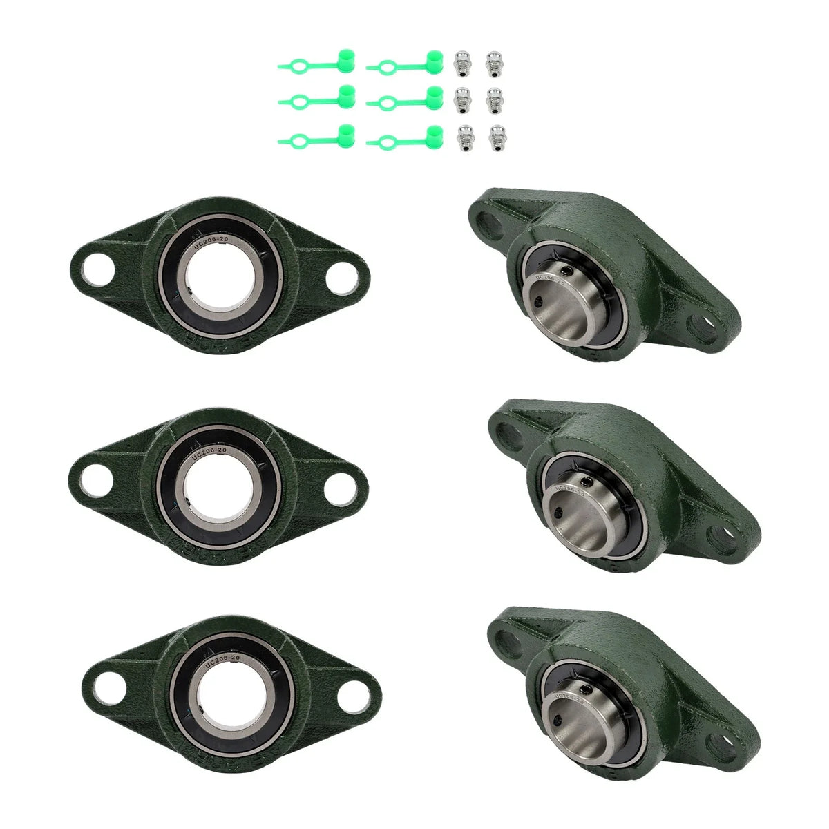 Pack of 6 UCFL206-20 Pillow Block Flange Bearing 1-1/4" Bore 2 Bolt