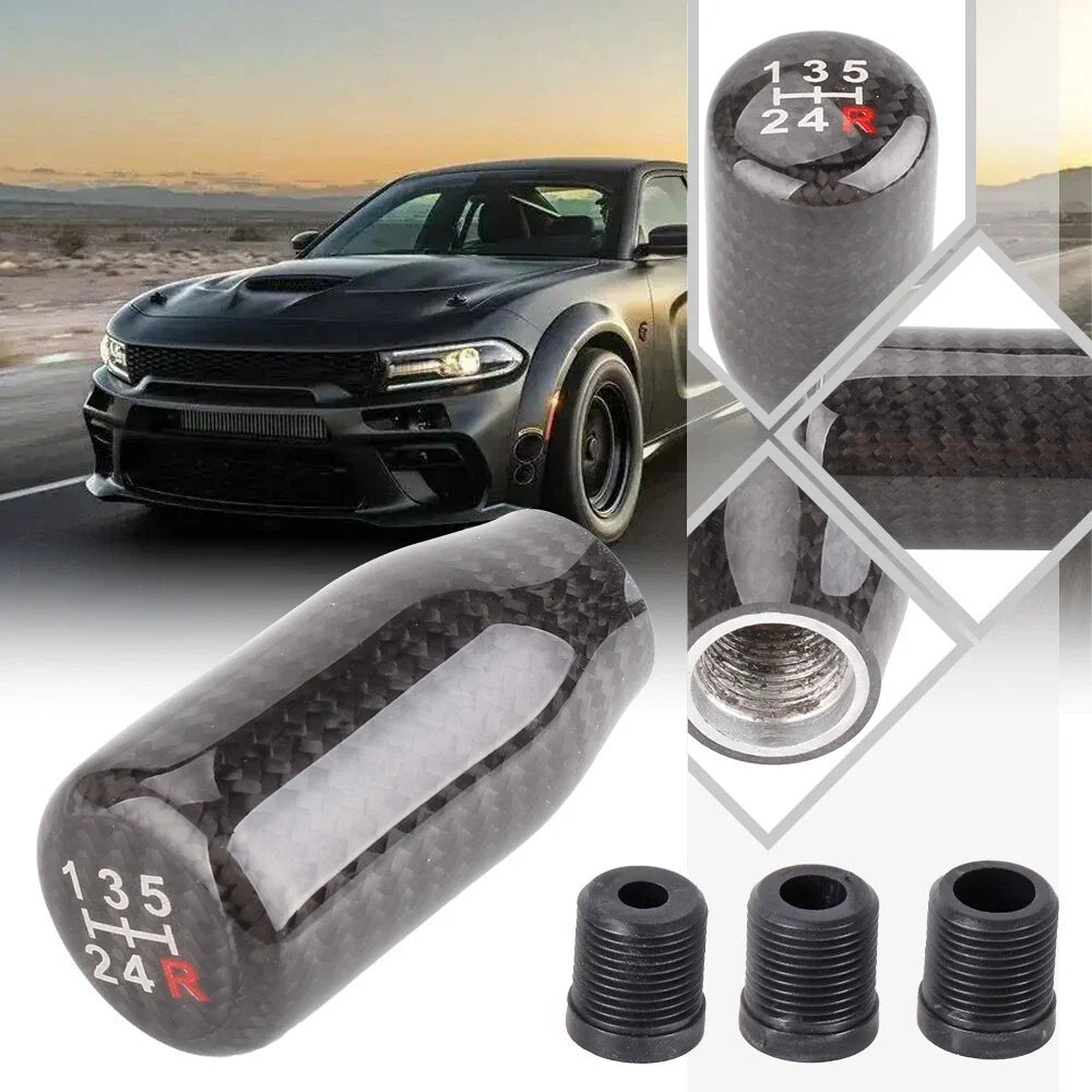 Carbon Fiber Manual Gear Shift Knob Shifter Lever 5 Speed Universal