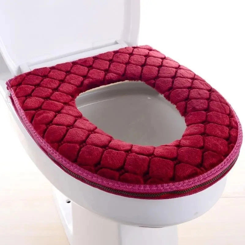 Soft Plush Toilet Seat Cover for Bathroom (Washable, Winter Warmer)