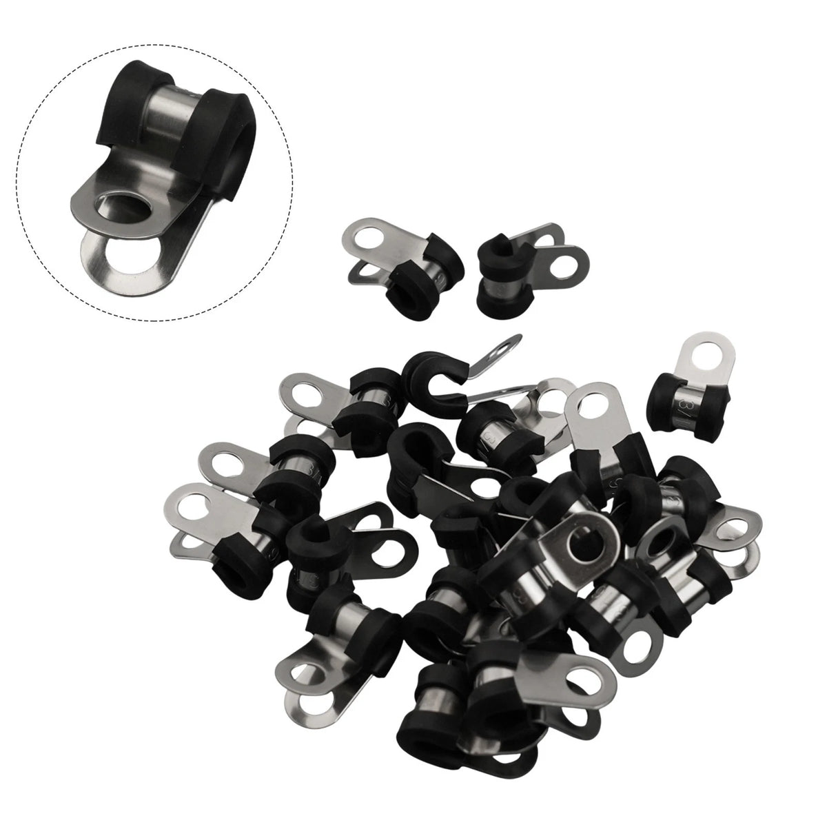 24Pcs Rubber P Clips for Brake Tube Attachment (4 7mm Lines)