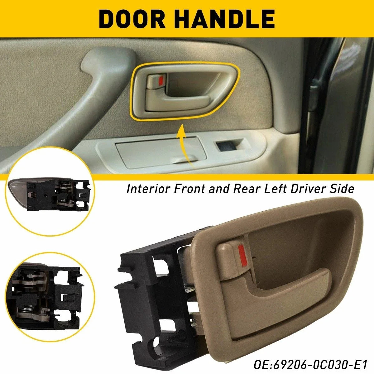 Inside Door Handle Trim for Toyota Sequoia (2001–2007) EXV Beige Tan Left Driver