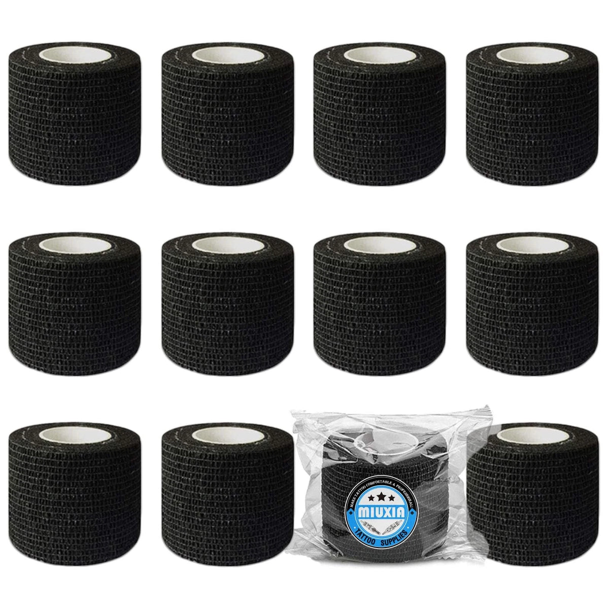 12Pcs Tattoo Grip Tape for Machine Gun Wrap - Black