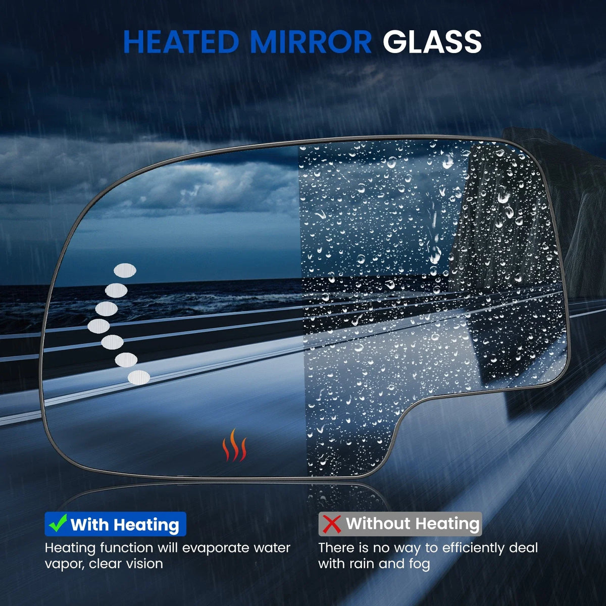 Heated Driver Side Mirror Glass for Cadillac Chevy GMC (2003–2007) 88944391