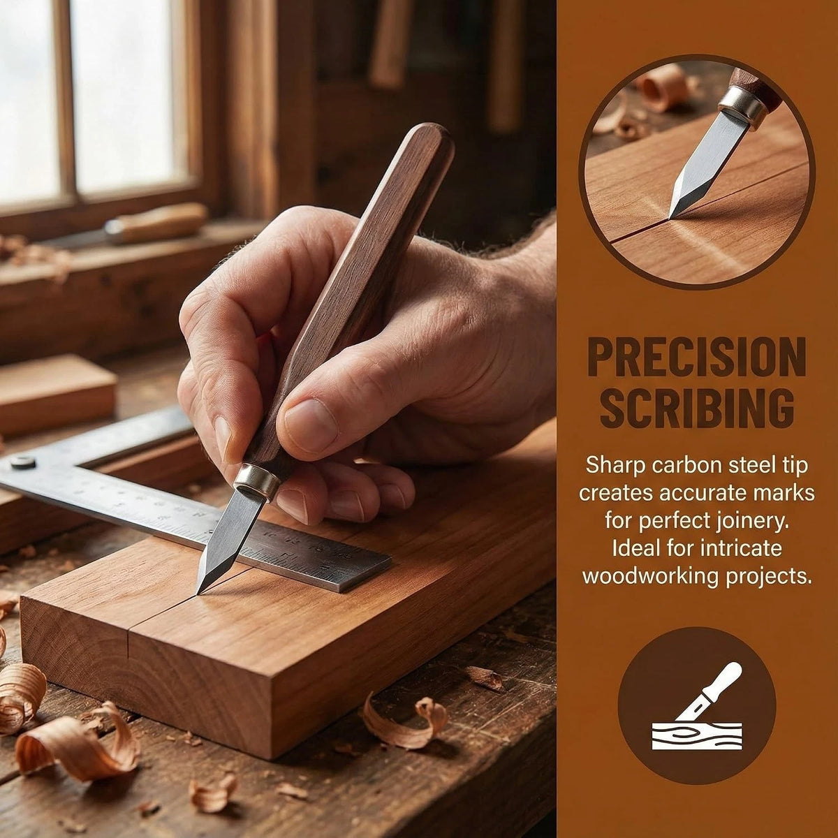 2X Woodworking Marking Knife with High Carbon Steel Blade - Dual Bevel