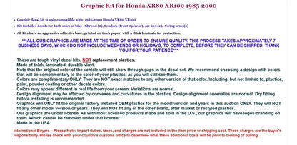 Graphic Stickers Decals for Honda XR80 XR100 (1985–2000)