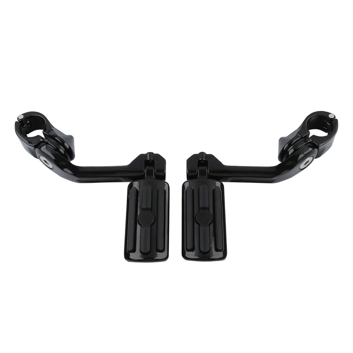 1 1/4" Black Adjustable Highway Long Angled Foot Pegs for Harley