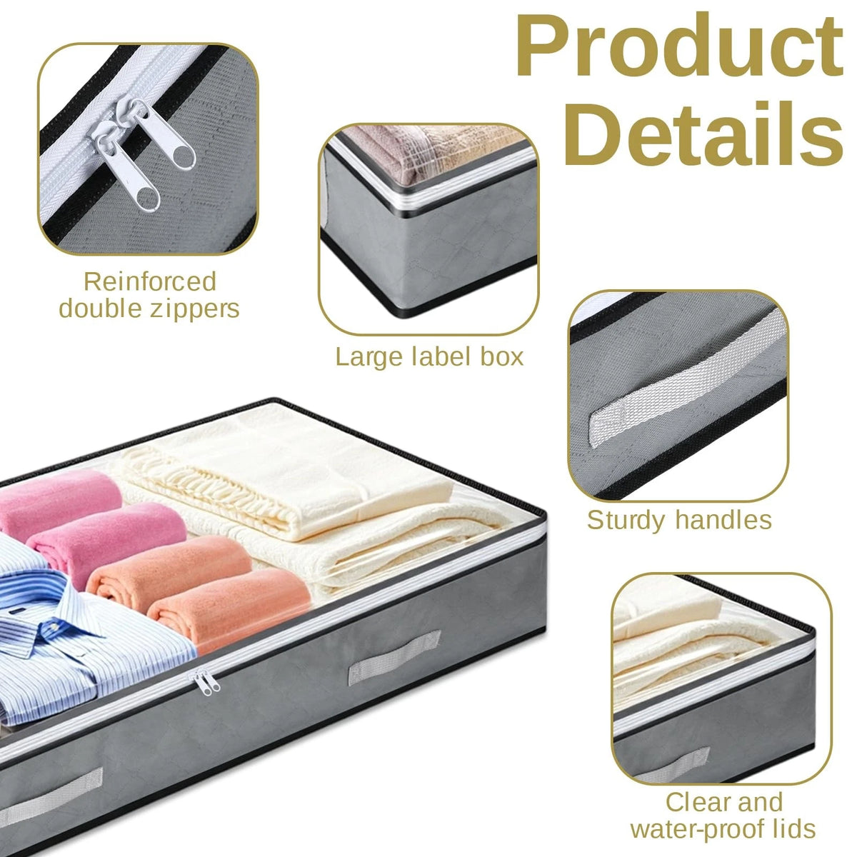 4X 5.5 Inch Under Bed Storage Bins for