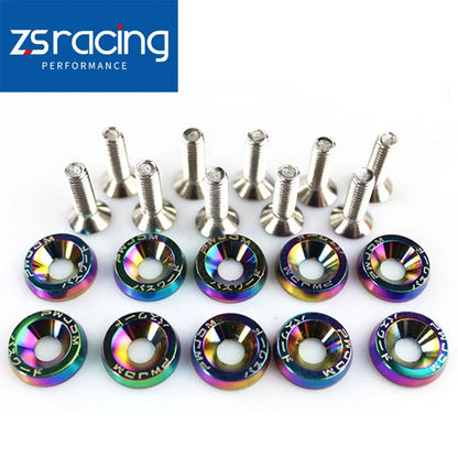 10Pcs Chrome Aluminum Fender Bumper Washer/Bolt for Universal Fit
