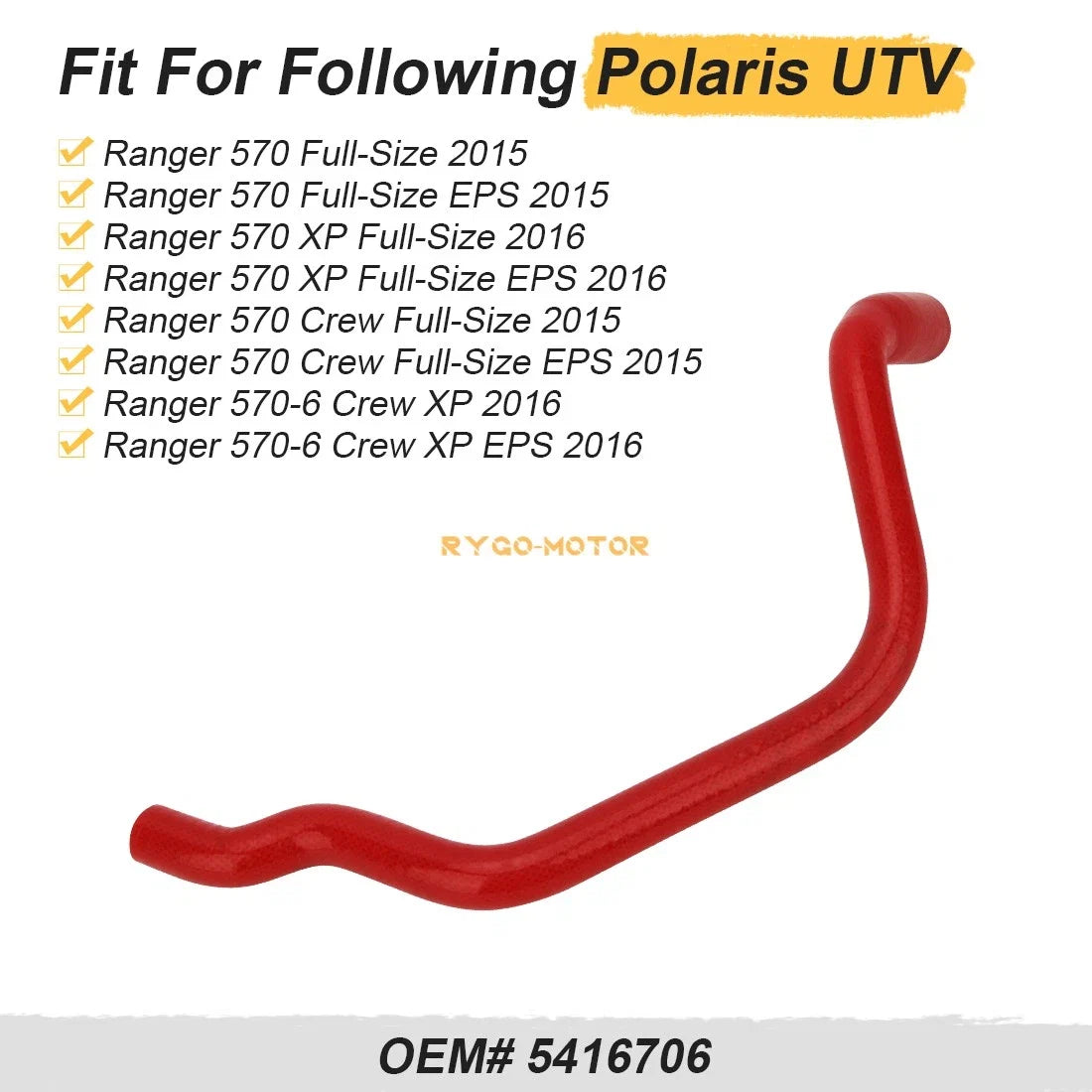 Engine Vent Hose Red 5416706 for Polaris Ranger 570 XP Crew (2015–2016)